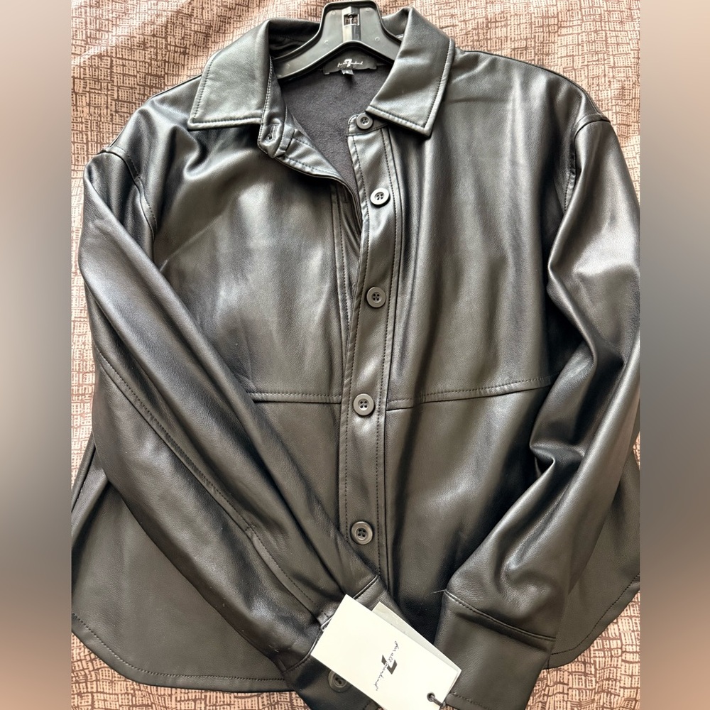 7 For All Mankind Black Leather Jacket
